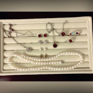 Macy’s Fine Jewelry Bundle 11 piece Sterling Garnet Pearl Diamond